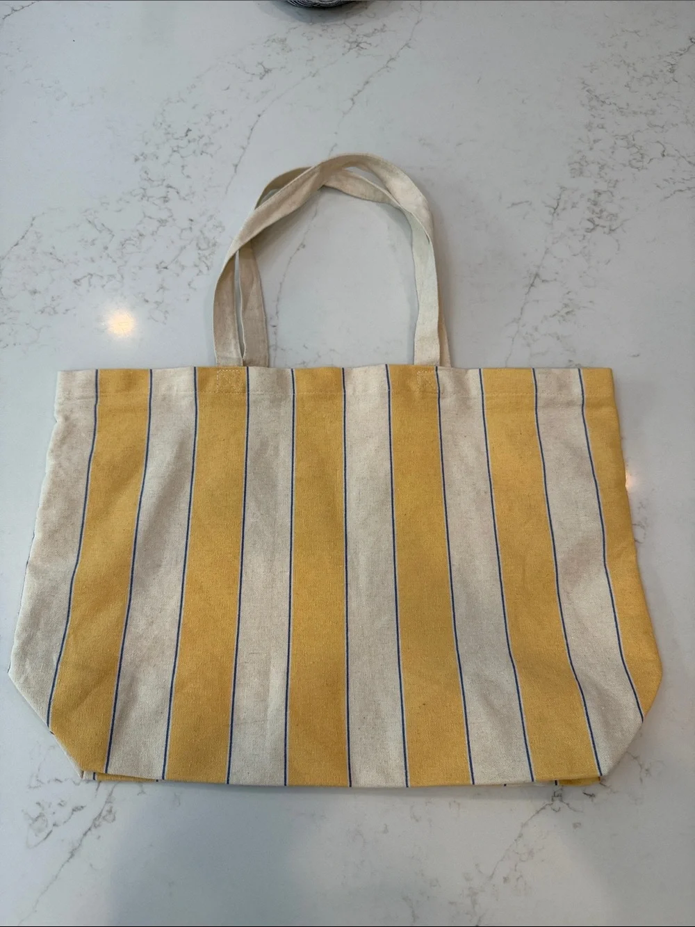 Sezane Los Angeles Yellow and Cream Striped Bonjour Tote